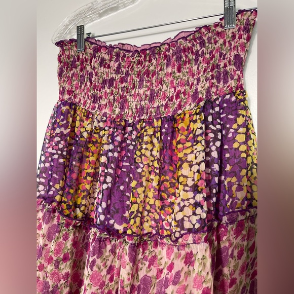 Chaudry KC Bohemian Floral Maxi Skirt multicolor elastic waist Size XS/S NWT - Picture 5 of 9
